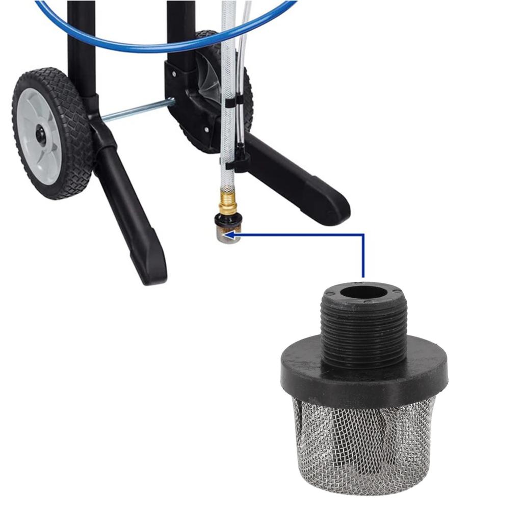 288716 Inlet Strainer Airless Paint Sprayer Strainer Reduces Clogging Removes Debris 3/4 Inch Inlet Screen Black And Silver