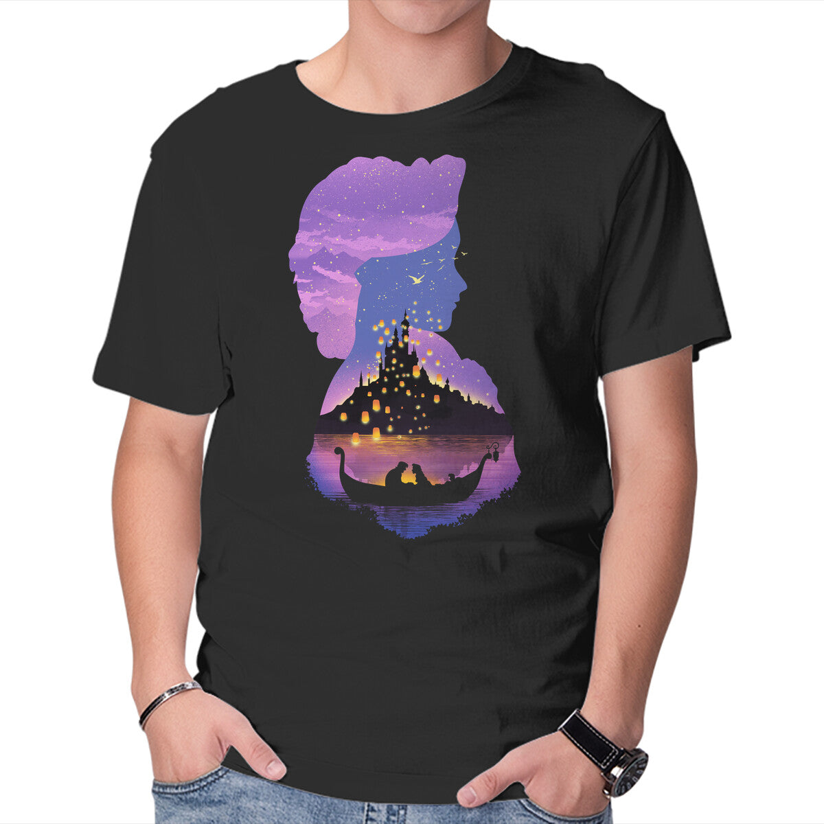 Unisex Crew Neck T-Shirt Magical Tower Graphic Short Sleeve Casual Tee S
