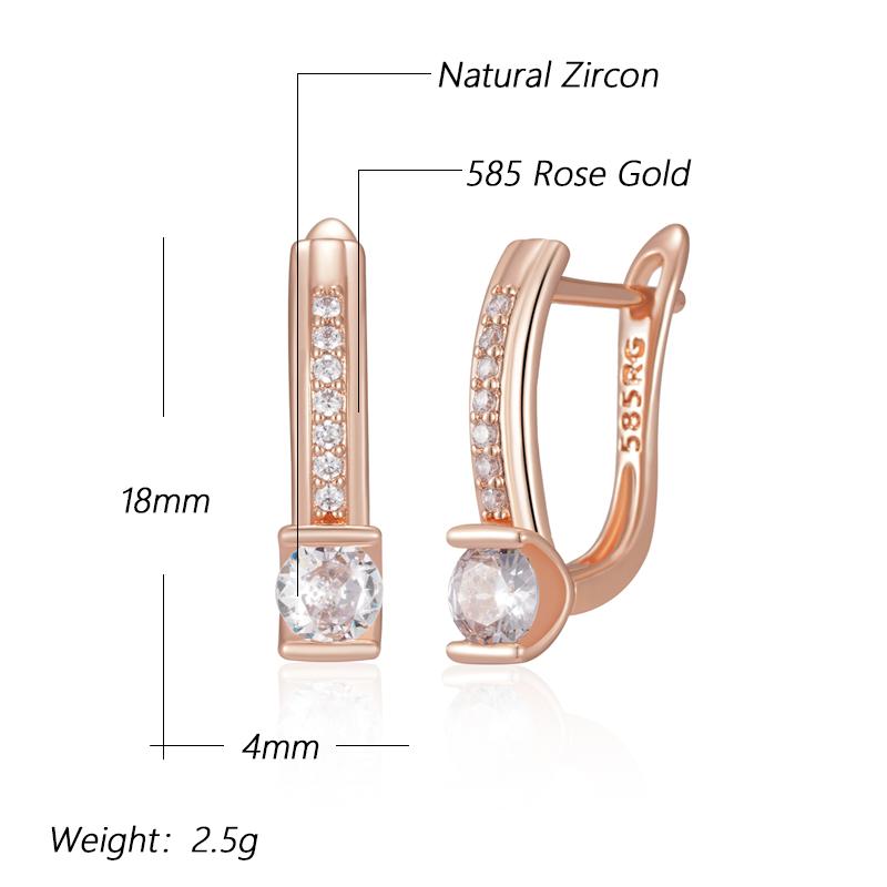 Shiny White Natural Zircon English Earrings For Women Luxury  Rose Gold Color Wedding Accessories Fine Jewelry