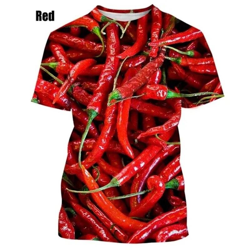 Personalized Chili Fashion 3D Printing Funny T Shirts Creative Pattern Short-sleeved Harajuku Unisex T-shirt Tops Male Female Tees