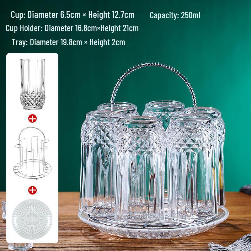 Shangqi Diamond Glassware Set with Rack and Tray