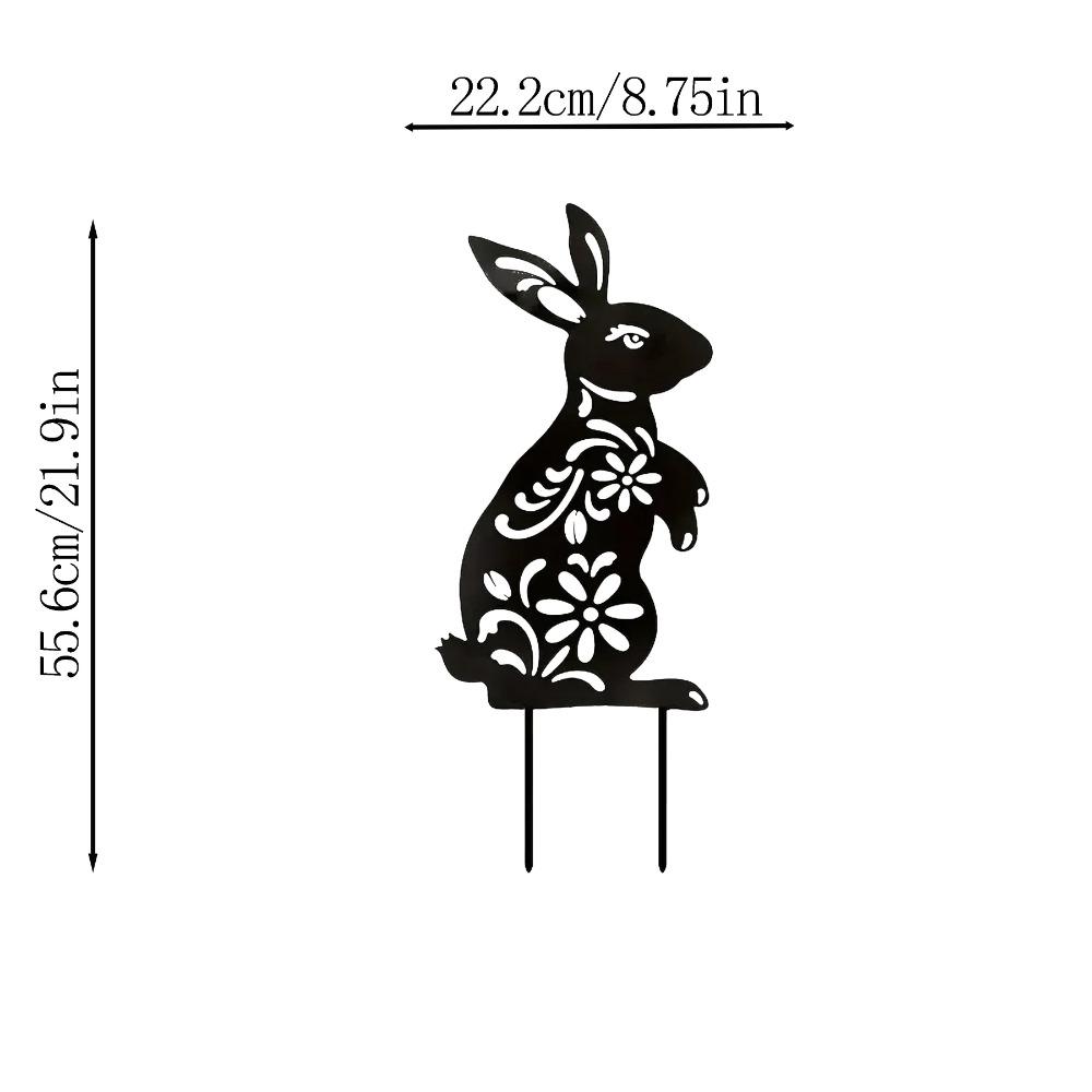 Animal Silhouette Bunny Rabbit Garden Stake - Yard Art for Lawn, Patio, and Home Decor with Floral Cutouts