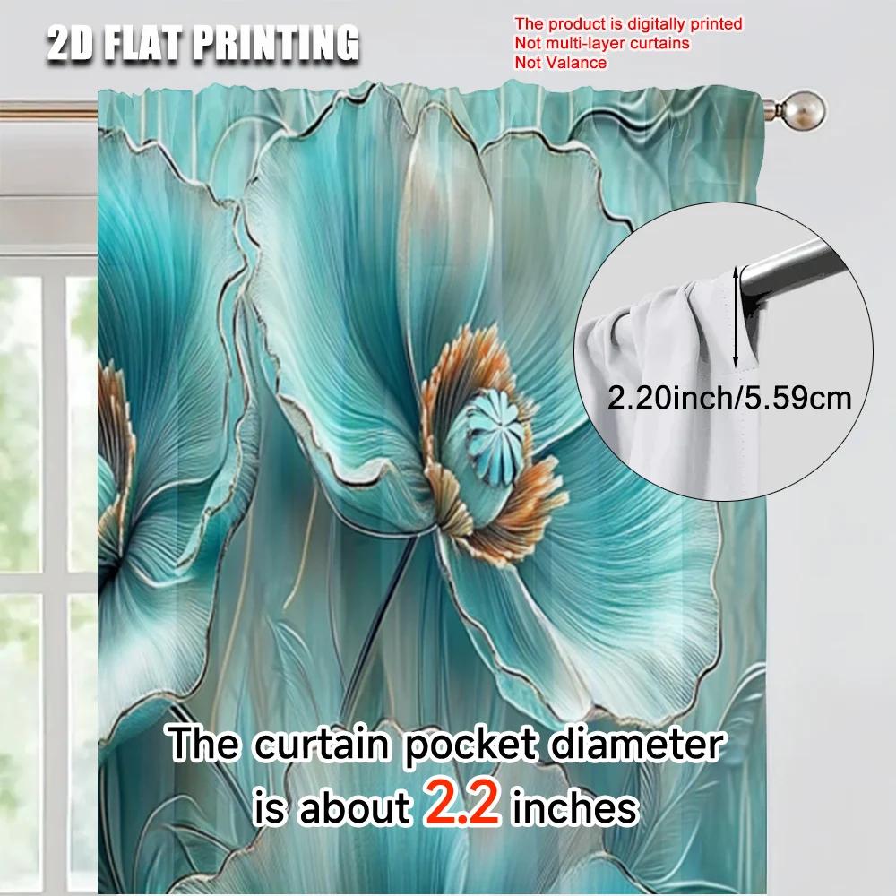 2pcs   Curtain Popular  print Blue Turquoise Floral Mandala Durable Polyester (without rod) Decorations For Home Ldeal for