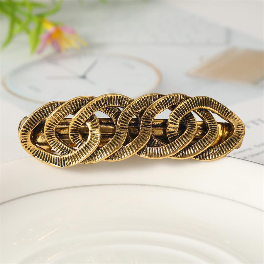 

Модная и персонализированная ретро панк заколка для волос женская металлическая геометрическая цветы листья пружинная заколка универсальные аксессуары для волос