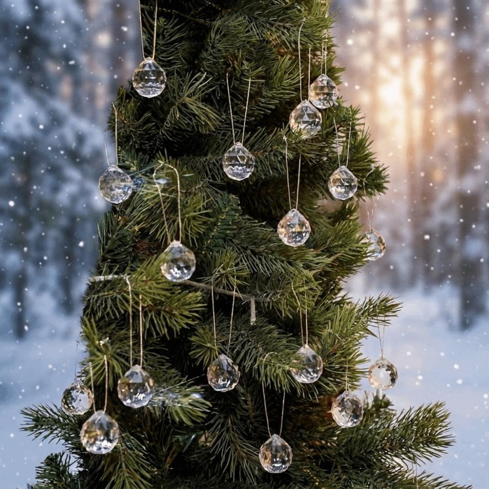 30PCS Shiny Acrylic Crystal Ball Ornaments Hanging Crystal Ornament Holiday Festival Party