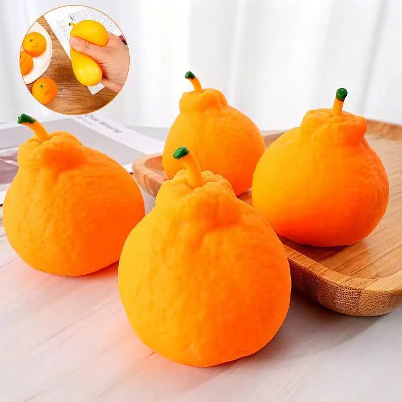 1Pcs Soft Strawberry Tangerine Squeezable Stress Relief Color Changing Ball Reliever Ornament Squeeze Fruit Party Gifts