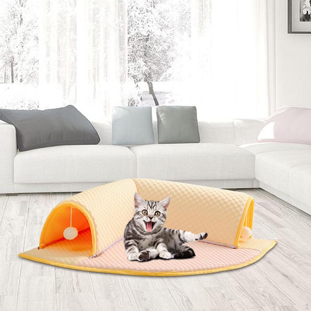 Tunel dla kota i łóżko, centrum aktywności, domek do zabawy z wiszącymi piłkami do zabawy w pomieszczeniach