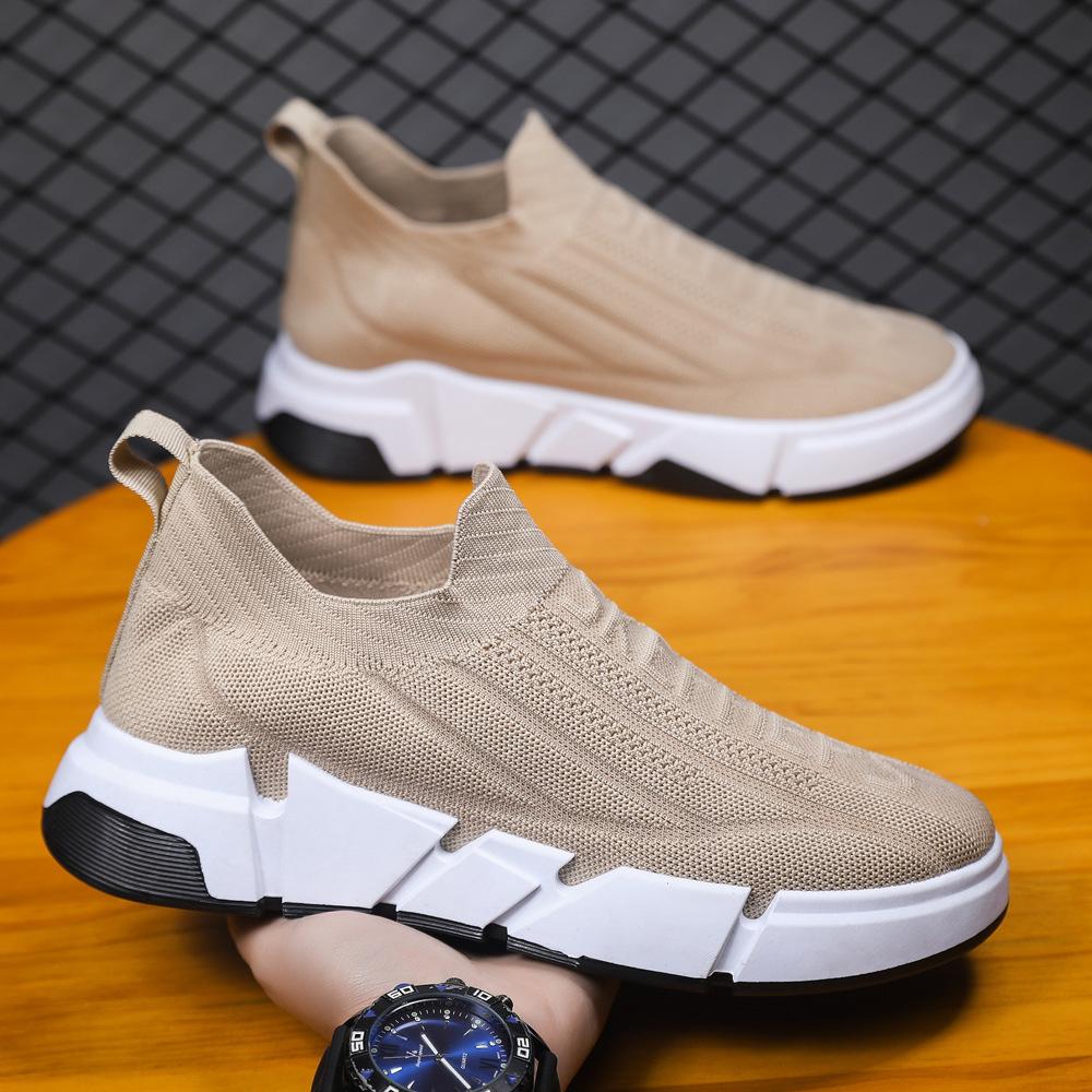 2025 men's shoes one-pedal fly-woven sports shoes soft sole breathable comfortable casual fashion running large size men's shoes