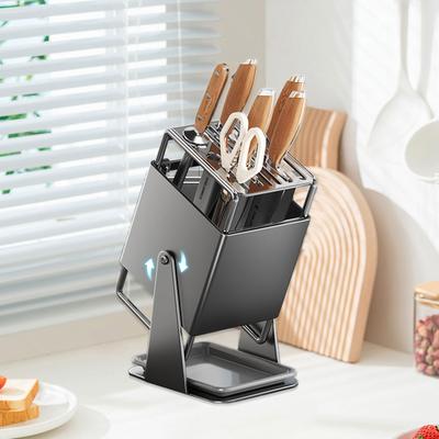Organisateur de Bloc à Couteaux Pivotant Moderne Antidérapant Support à Ustensiles Facile à Nettoyer avec Plusieurs Emplacements pour Couteaux de Cuisine