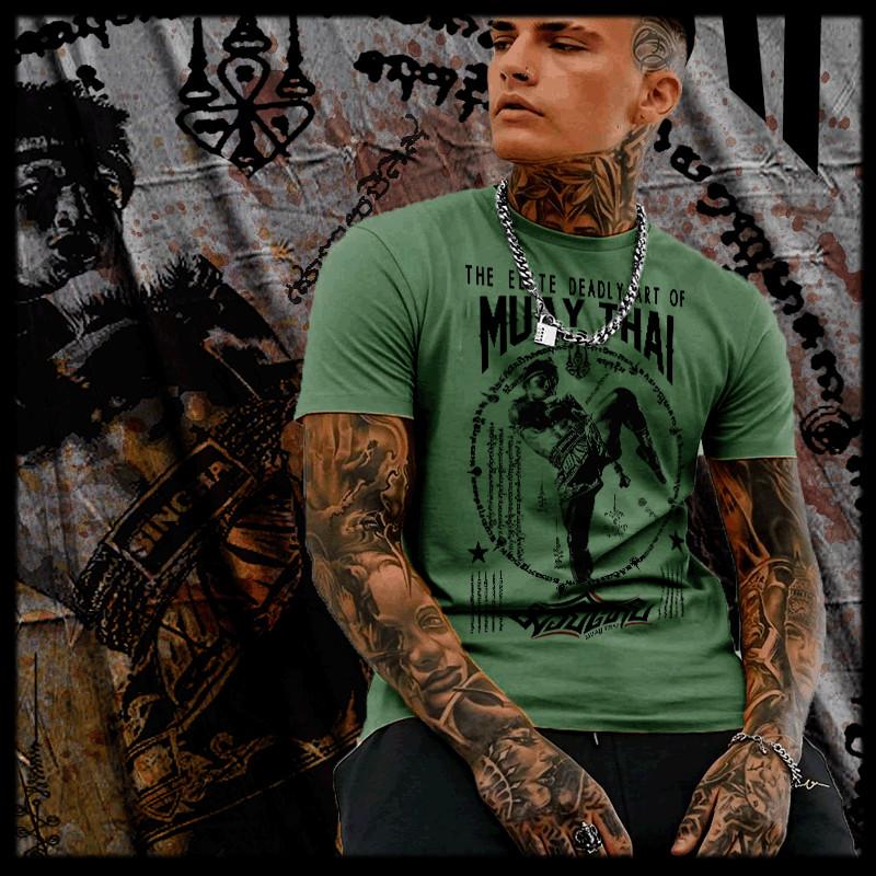 

Muay Thai T-shirt Thai boxing Sak Yant Tattoo Thai Boxer Thailand Knee Strike 2XL