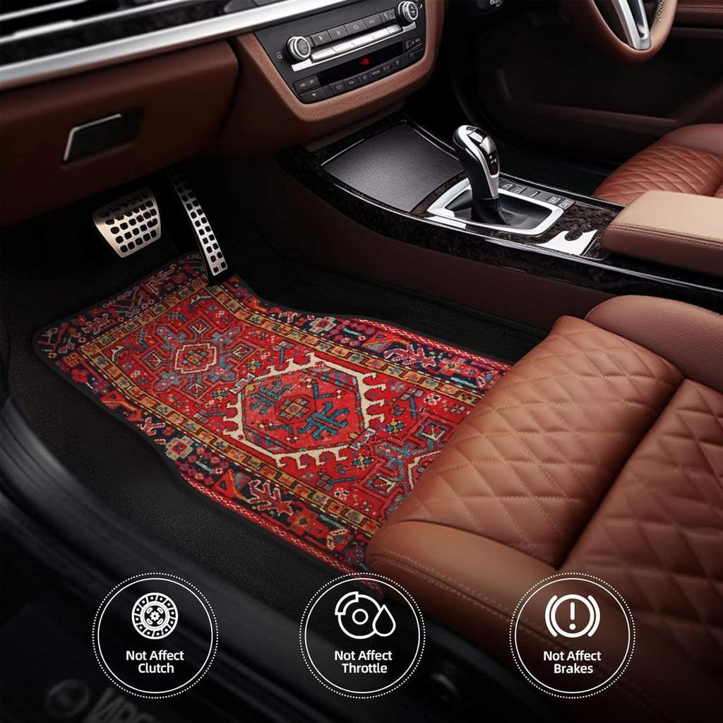 4PCS Antique Oriental Turkish Persian Carpet Front Rear Mat Set, Decorative Car Floor Carpets Rugs, Fit for Many Cars, Supplies