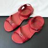 Fashion High Quality Red Pu Flat Sandals Women Fashion Cozy Back Strap Buckle Design Brand Casual Shoe Summer Sexy Open Toe Beach Sandal