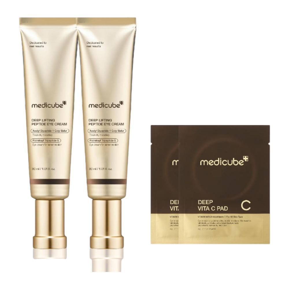Medicube Deep Lifting Peptide Eye Cream, Firming & Elasticity Care, 30ml (2-Pack + 4 Bonus Pads)