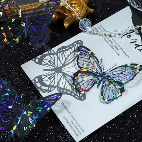 20 Pcs Hollow Carving Butterfly Stickers Decorations 3D Dazzling Mirror Metallic Butterflies Decals for Scrapbooks Junk Journal Supplies