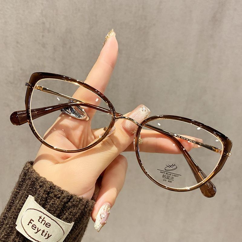 Retro Anti Blue Light Flat Glasses Fashion Cat Eye Popular Street Shot Sunglasses High End Anti Blue Light Optical Glasses Uv400