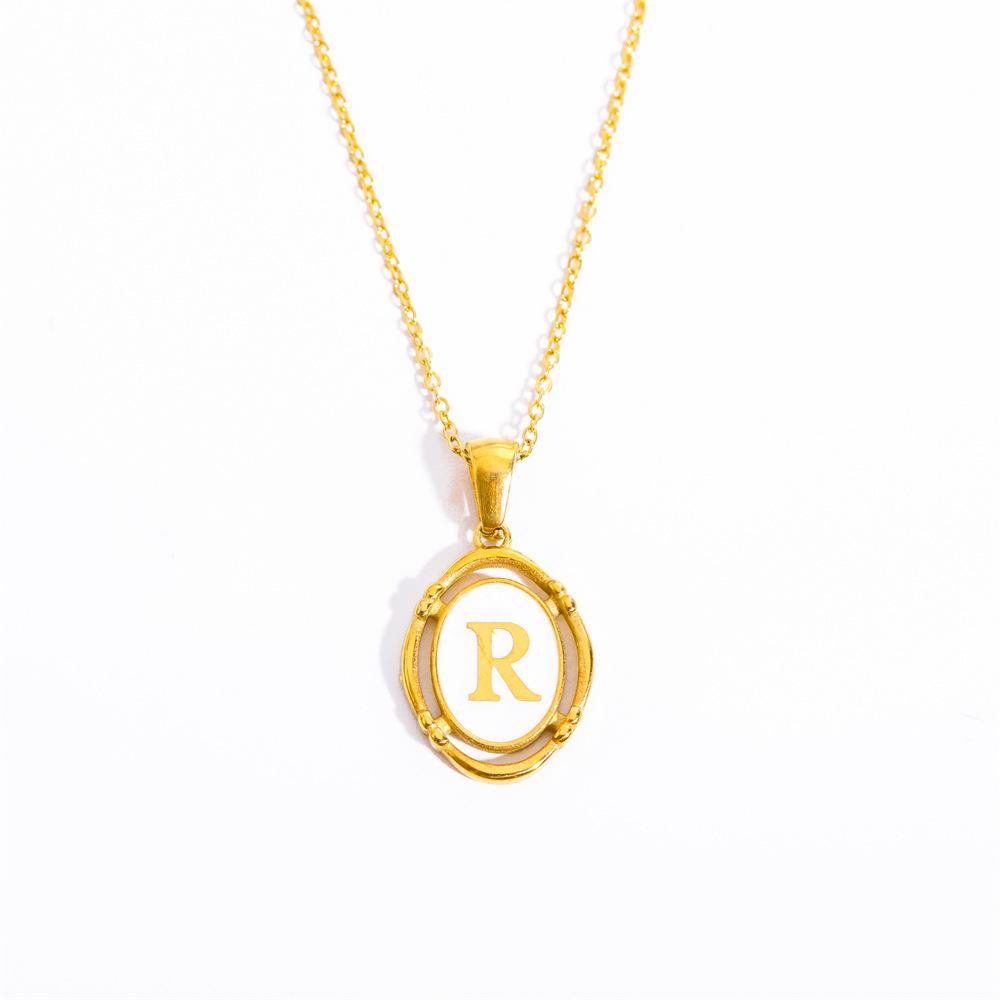 Color Retention 26 Letter Pendant Oval Necklace Necklace 26 Letter Electroplated Real Gold