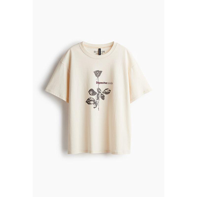 

[Depeche Mode Band] HM Women s T-shirt Autumn American Print Loose Short Sleeve Tops 1242503 Light beige/Depeche Mode 170/116(XL)