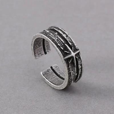 Punk Gothic Art Ring for Men Women Silver Color Retro Metal Open-end Handmade Unisex Party Jewelry Accessories Gifts