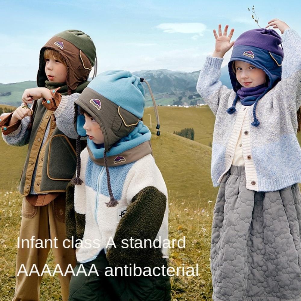 

Ear Protection Winter Children s Hat Thickened Baby Scarf Adjustable Neck Warmer Outdoor Warm Set L зелений
