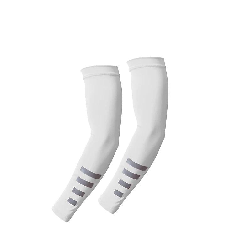 2PCS Summer Sun UV Protection Women Arm Sleeves Reflective Night Bicycle Running Arm Warmers Cover Men Athletic Armguards Cuff