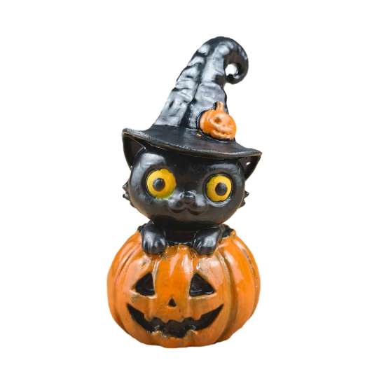Cute Black Cat Ornaments Halloween & Pumpkin Resin Ornaments, Desktop Figurines, Tiered Tray Fall Decorations Cartoon And Statue for Home Party Favors