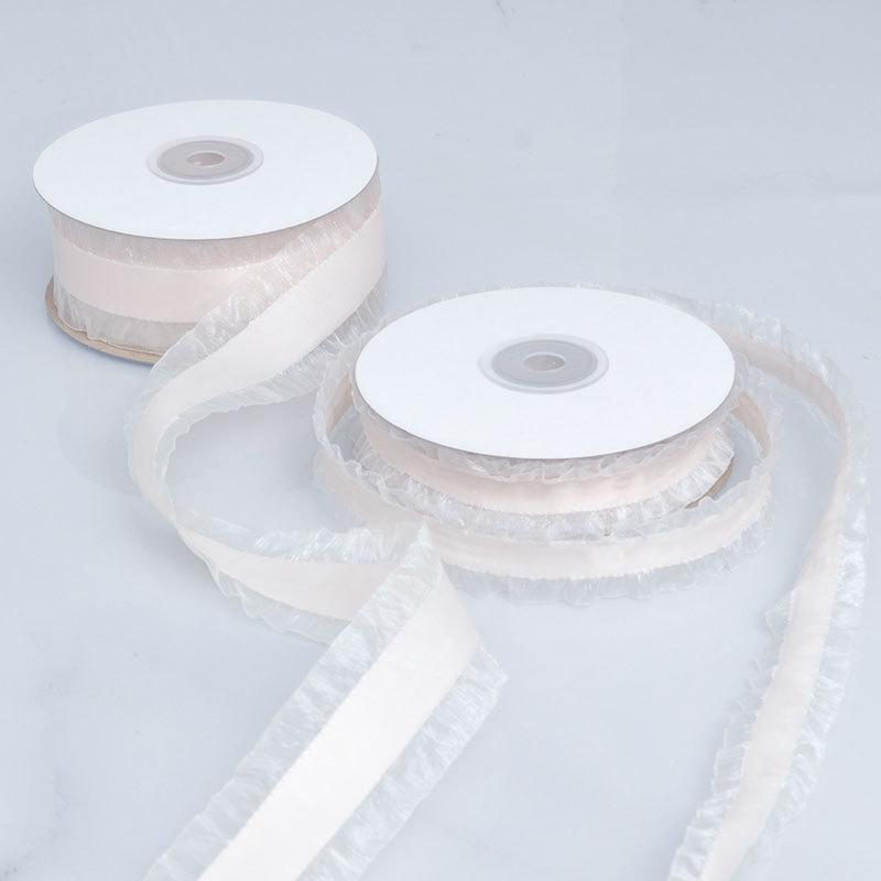 Romantic Solid Color Polyester and Cotton Splicing Soft Skirt Ribbon DIY Bow Hair Braiding Hair Ornaments Wedding Handmade Gift Decorative Ribbon