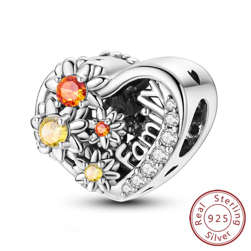 Original Copper Charms Beads Pendant Lotus Tulip Rose Carnation Flower Series Bead Fit Bracelets Women Jewelry Gift