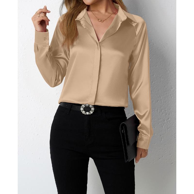 

Блузка с длинным рукавом для женщин L шампанского