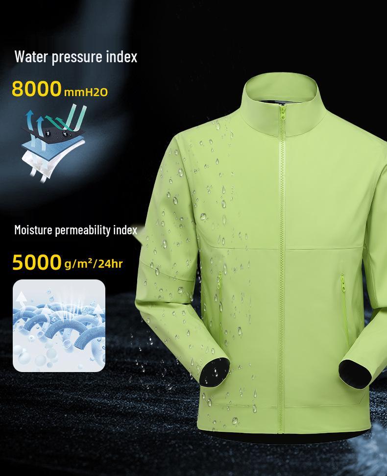 Men's & Women's Trendy Waterproof Windbreaker Jacket with Stand-up Collar for Camping & Mountaineering
