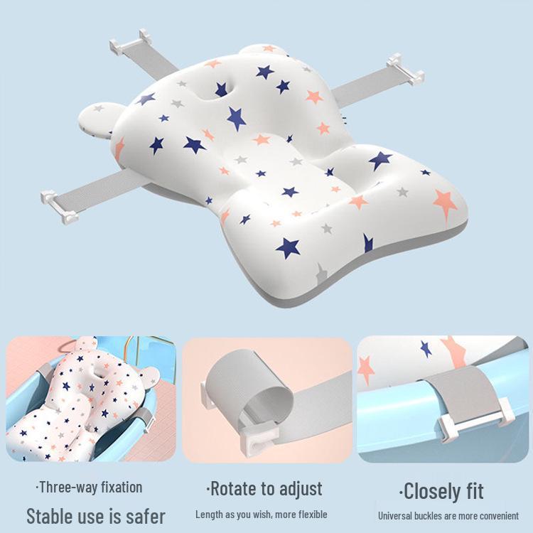 Non-Slip Baby Bathing Pad with Pocket for Newborns