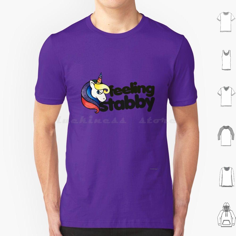 Feeling Stabby T Shirt Cotton Men Women DIY Print Feeling Stabby Stabby Unicorn Unicorns Retro Rainbow Attitude Sass Sassy