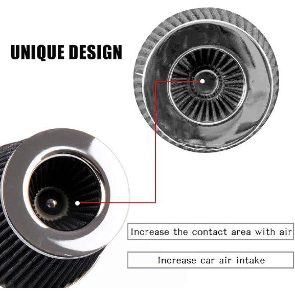 RYANSTAR Universal Clamp-On Air Intake Filter,3 In /3.5 In /4 In Three Different Sizes, Round Tapered High Performance, Washable, Replacement Air