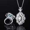 Jewelry Simulation Topa Blue Pendant Ring Creative Court Style Set Main Stone 12 * 16