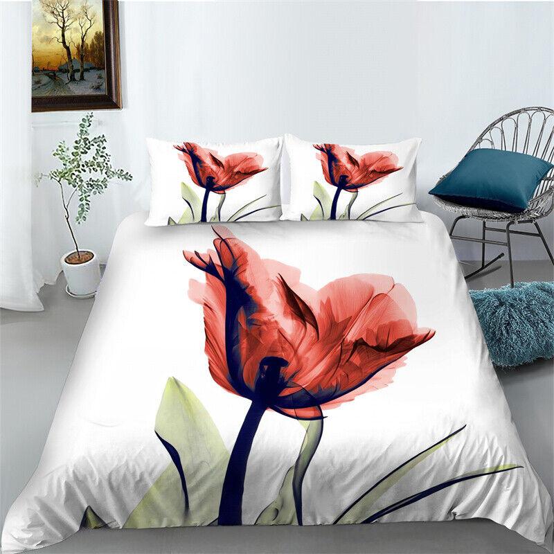 3D Flower Pattern Bedding Quilt/Duvet/Doona Cover Set Pillowcase