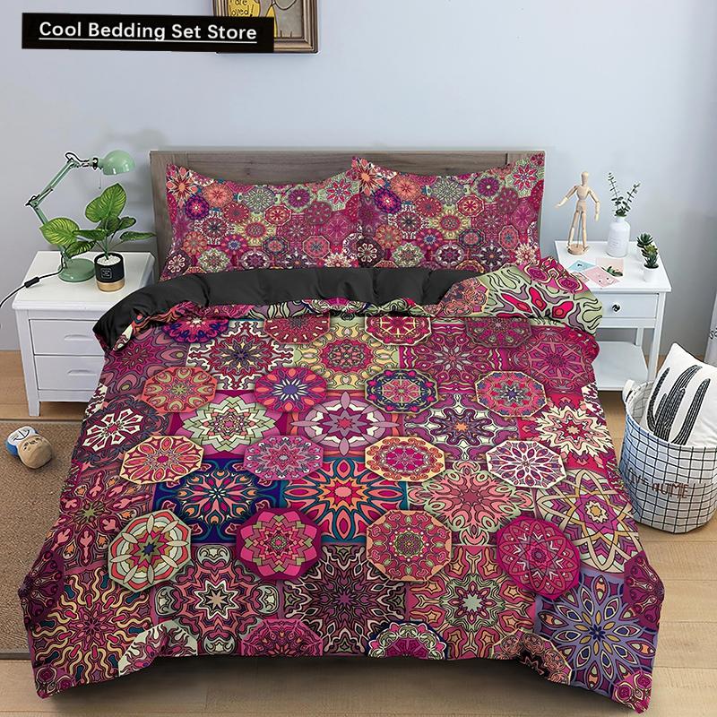 Psychedelic Boho Luxury Bedding Set 2/3PCS with Pillowcase King Mandala Duvet Cover Queen Comforter Cover Polyester Quilt Cover