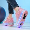 Scarpe da Skate per Bambini con Luce LED Sneakers Luminose Scarpe a Due Ruote per Ragazzi Ragazze con Ricarica USB