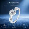 Moissanite Ring: One Carat Twisted Arm with Cross Design In S925 Silver