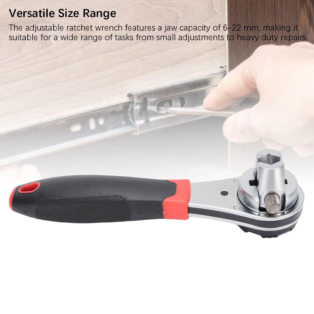 Anti Slip Handle Adjustable Ratchet Wrench 6-22mm Jaw Multifunctional Ratchet Wrench Car Repair