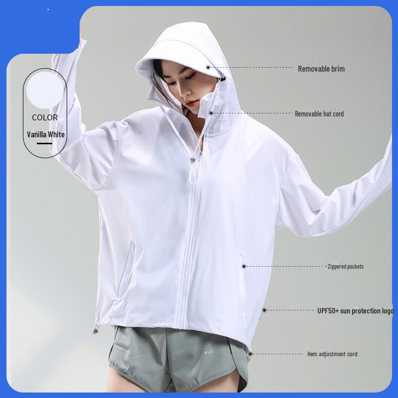 LULU OIOI Unisex Eisseiden-Sonnenschutzjacke mit breiter Krempe, Anti-UV, dünn und atmungsaktiv für Sommer-Outdoor-Aktivitäten.