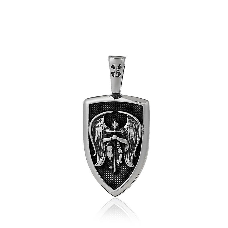 316L Steel Archangel Pendant - St Michael Necklace for Men, Catholic Amulet Jewelry, Vintage Baptism Gift Religious Accessories