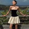 Summer Slim Fit Off Shoulder Chest Wrapping Mini Dress Women Fashion Black Patchwork Sexy Clothing Female Aesthetic Y2k Sleeveless A Word Dresses Girl