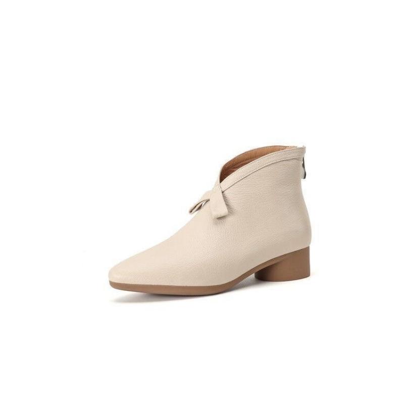 Autumn New Women Short Boots Comfortable Fashion Bow Knot Soft Sole Middle Heel Shoes Height Increase Wear Resistant Ankle Boots