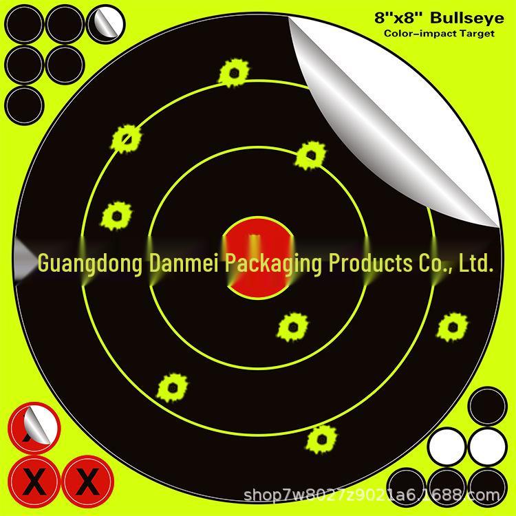 

8x8 Fluorescent Self-Adhesive Round Shooting Target Paper - Ideal for Competition and Practice