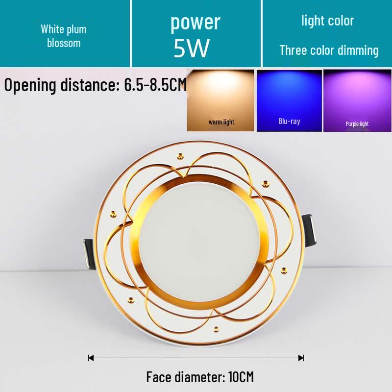 7.5-Inch Recessed Ceiling Downlight with 3-Color Dimming for Living Room