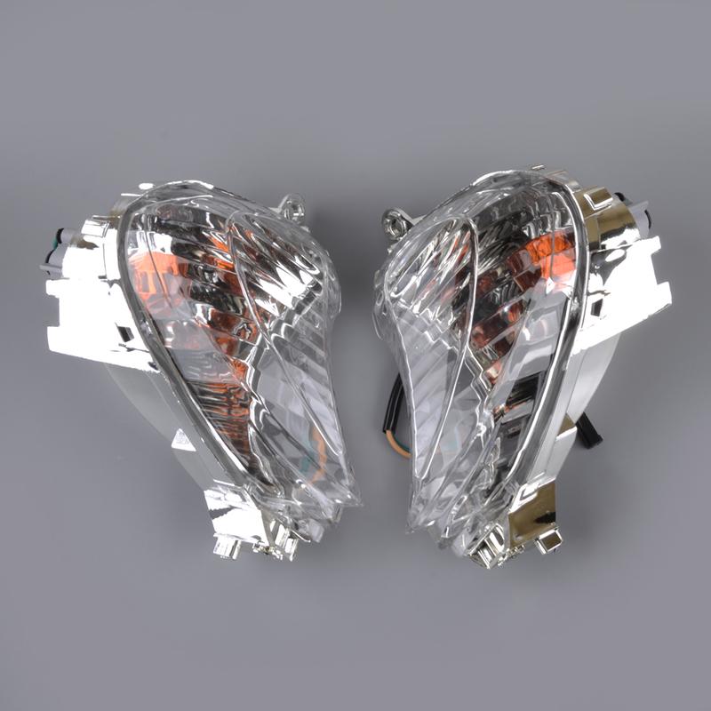 1 Pair Clear Lens Front Indicator Turn Signal Light Lamp With Bulb Fit for Hayab GSX1300R 2008 2009 2010 2011 2012- 12V