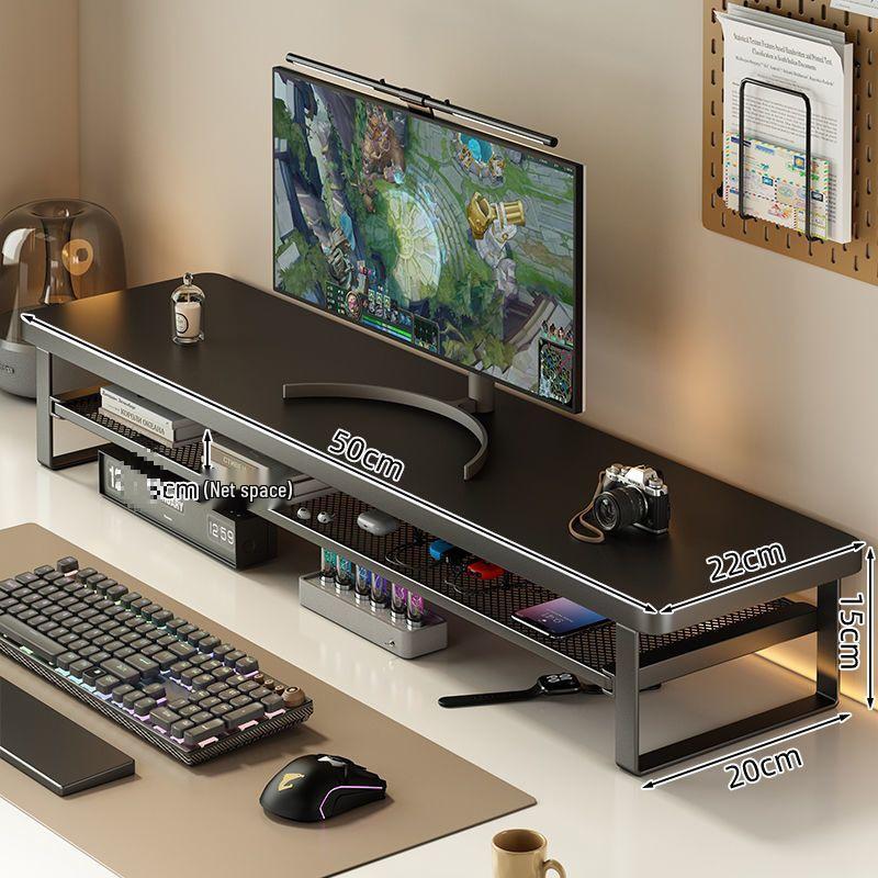 Rotatable Plastic Monitor Riser with Drawer - Ergonomic Desk Storage and Neck Protection