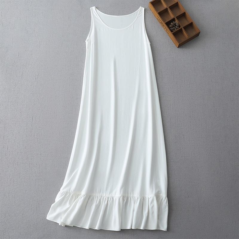 

Свежая юбка-жилет без рукавов с круглым вырезом для женщин, лето 2025 года, новое свободное и тонкое платье-халат в стиле хип-хоп 2XL белый