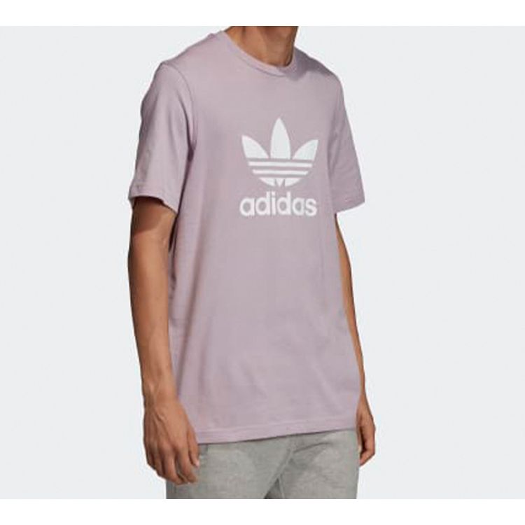 Adidas Originals Trefoil Logo Sports Tee Men Tops Light-Pink Purple Grey ED4714