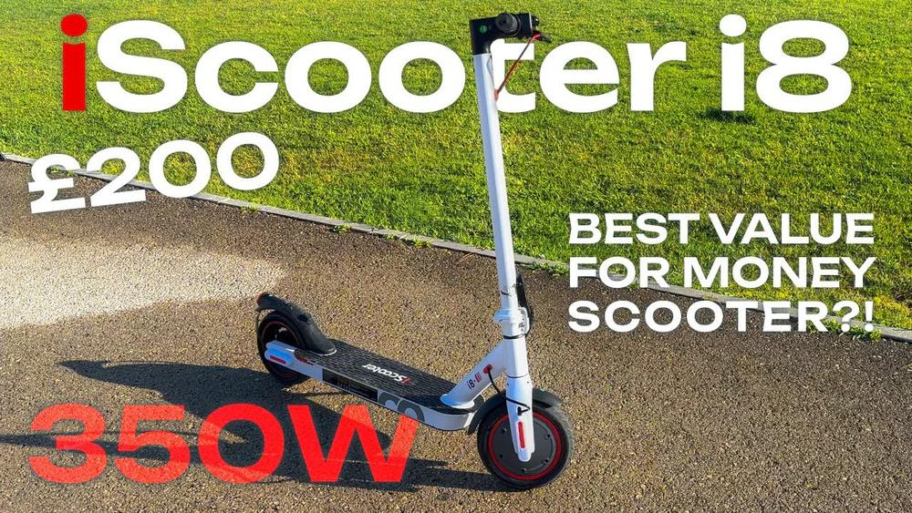 iScooter I8 350W Electric Scooter, 12kg Lightweight, 20km Range, 8.5" Air Tires, Foldable Design, IP54 Waterproof for Teens & Adults