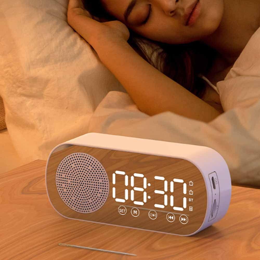 Réveil Numérique Double Alarme Haut-parleur Bluetooth Sans Fil Horloge Bluetooth Utilisation Extérieure
